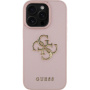 Guess Grained 4G Small Metal Logo Case s MagSafe za iPhone 16 Pro - roza