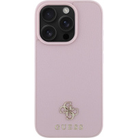 Guess Grained 4G Small Metal Logo Case s MagSafe za iPhone 16 Pro Max - Pink