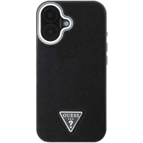 Guess Grained Triangle Logo Cover sa MagSafe za iPhone 16 - crna