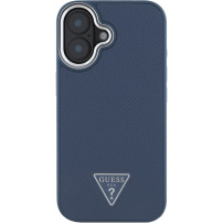 Guess Grained Triangle Logo Cover sa MagSafe za iPhone 16 - tamnoplava