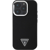 Guess Grained Triangle Logo Cover sa MagSafe za iPhone 16 Pro Max - crna