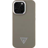 Guess Grained Triangle Logo Cover s MagSafe za iPhone 16 Pro Max - smeđa