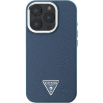 Guess Grained Triangle Logo Cover s MagSafe za iPhone 16 Pro Max - tamnoplava