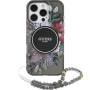 Guess IML Flowers Pearl Strap maska s trakom i MagSafe za iPhone 16 Pro Max - siva
