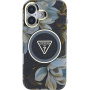 Guess IML Glitter Magnolia and Triangle Logo maska sa MagSafe za iPhone 16 - crna