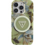 Guess IML Glitter Magnolia and Triangle Logo maska sa MagSafe za iPhone 16 Pro - zelena