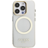 Guess IML Gold Outline maska s preklopnim stalkom i MagSafe za iPhone 15 Pro - prozirna