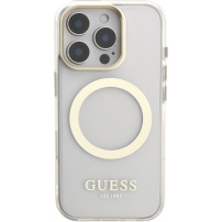 Guess IML Gold Outline maska s preklopnim stalkom i MagSafe za iPhone 16 Pro - prozirna