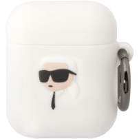Karl Lagerfeld 3D Logo NFT Karl Head silikonski omot za AirPods 1 / 2 - bijeli
