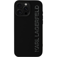 Karl Lagerfeld 3D Rubber Glitter Logo Case za iPhone 16 Pro Max - crna