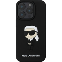 Karl Lagerfeld 3D Rubber Ikonik maska za iPhone 16 Pro Max - crna