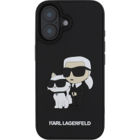 Karl Lagerfeld 3D Rubber Karl and Choupette maska za iPhone 16 - crna