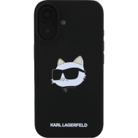 Karl Lagerfeld Choupette Head Silicone Cover sa MagSafe za iPhone 16 - crna