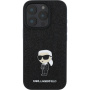Karl Lagerfeld Fixed Glitter Metal Ikonik glitter maska za iPhone 16 Pro - crna