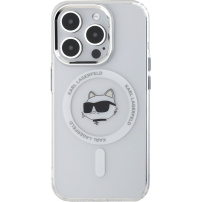 Karl Lagerfeld IML Choupette Head Metal Frame Cover s MagSafe za iPhone 15 Pro Max - prozirna