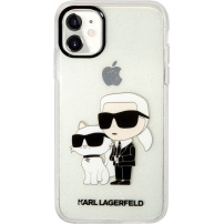 Karl Lagerfeld IML Glitter Karl and Choupette NFT svjetlucava maska za iPhone 11 - proziran