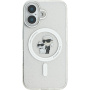 Karl Lagerfeld IML Glitter Karl and Choupette Glitter Cover sa MagSafe za iPhone 16 - srebrna