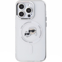 Karl Lagerfeld IML K&CH Heads Metal Frame maska sa MagSafe za iPhone 15 Pro Max - prozirna