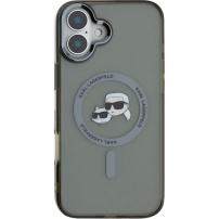 Karl Lagerfeld IML K&CH Heads Metal Frame Cover s MagSafe za iPhone 16 - siva