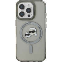 Karl Lagerfeld IML K&CH Heads Metal Frame Cover s MagSafe za iPhone 16 Pro Max - siva