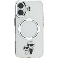 Karl Lagerfeld IML Karl and Choupette maska s MagSafe za iPhone 16 Plus - prozirna
