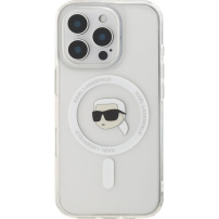 Karl Lagerfeld IML Karl Head Metal Frame Cover s MagSafe za iPhone 16 Pro - prozirna