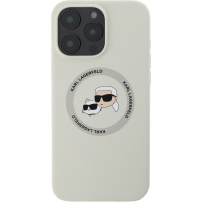 Karl Lagerfeld Silikonska maska K&CH Heads sa MagSafe za iPhone 16 Pro - bež