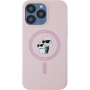 Karl Lagerfeld Silikonska maska Karl and Choupette sa MagSafe za iPhone 15 Pro Max - Pink