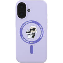 Karl Lagerfeld Silikonska maska Karl and Choupette sa MagSafe za iPhone 16 - ljubičasta