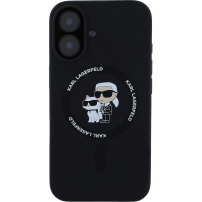 Karl Lagerfeld Silikonska maska Karl and Choupette sa MagSafe za iPhone 16 Plus - crna