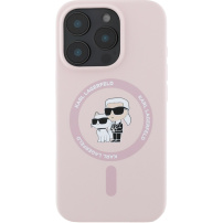 Karl Lagerfeld Silikonska maska Karl and Choupette sa MagSafe za iPhone 16 Pro - Pink
