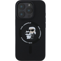 Karl Lagerfeld Silikonska maska Karl and Choupette sa MagSafe za iPhone 16 Pro Max - crna