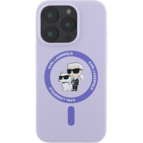 Karl Lagerfeld Silikonska maska Karl and Choupette sa MagSafe za iPhone 16 Pro Max - ljubičasta
