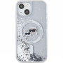Karl Lagerfeld Liquid Glitter Karl and Choupette Heads Cover s MagSafe za iPhone 15 - srebrna
