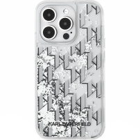 Karl Lagerfeld Liquid Glitter Monogram Gradient Cover za iPhone 14 Pro Max - srebrna