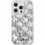 Karl Lagerfeld Liquid Glitter Monogram Gradient Cover za iPhone 15 Pro Max - srebrna
