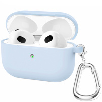 Silikonski omot sa karabinjerom za AirPods 3 - svjetloplava