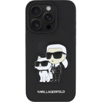 Karl Lagerfeld Maska Saffiano Karl and Choupette za iPhone 15 Pro Max - crna