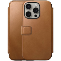 Nomad Modern Leather Folio flip futrola sa MagSafe za iPhone 15 Pro Max - smeđa boja sedla