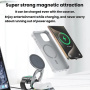 3u1 rotirajući sklopivi magnetski bežični stalak za iPhone / Apple Watch / AirPods - 15W - sivi