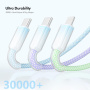 ENKAY pleteni kabel za punjenje - USB-A na 2x USB-C / Lightning - 1,2 m - šareni
