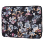 Torba s uzorkom plavog cvijeća za iPad do 13" / MacBook do 14" - crna
