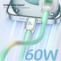 ENKAY Ice Clear pleteni kabel za punjenje i prijenos podataka - USB-C na USB-C - 2 m - narančasti