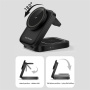HT-541 3u1 sklopivi magnetski bežični stalak s pozadinskim osvjetljenjem za iPhone / Apple Watch / AirPods - 15W - crni