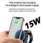 HT-541 3u1 sklopivi magnetski bežični stalak s pozadinskim osvjetljenjem za iPhone / Apple Watch / AirPods - 15W - crni