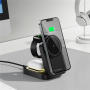 HT-541 3u1 sklopivi magnetski bežični stalak s pozadinskim osvjetljenjem za iPhone / Apple Watch / AirPods - 15W - crni