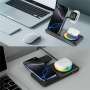 Q50D 3u1 sklopivi bežični stalak s pozadinskim osvjetljenjem u boji za iPhone / Apple Watch / AirPods - 15W - crni