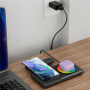 Q50D 3u1 sklopivi bežični stalak s pozadinskim osvjetljenjem u boji za iPhone / Apple Watch / AirPods - 15W - bijeli
