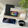 Q50D 3u1 sklopivi bežični stalak s pozadinskim osvjetljenjem u boji za iPhone / Apple Watch / AirPods - 15W - bijeli