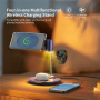 MC07 3u1 Qi2 sklopivi magnetski bežični stalak s lampom za iPhone / Apple Watch / AirPods - 15W - tamnoplavi